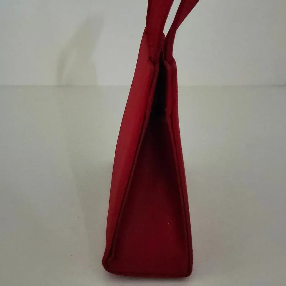 Small Red Satin Evening Clutch/Handbag with Matching Handles and Straps